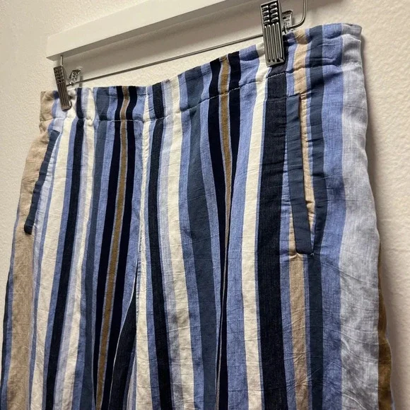 Vilagallo Women’s Crop Wide Leg Strip Pants Size 42 - Picture 4 of 7